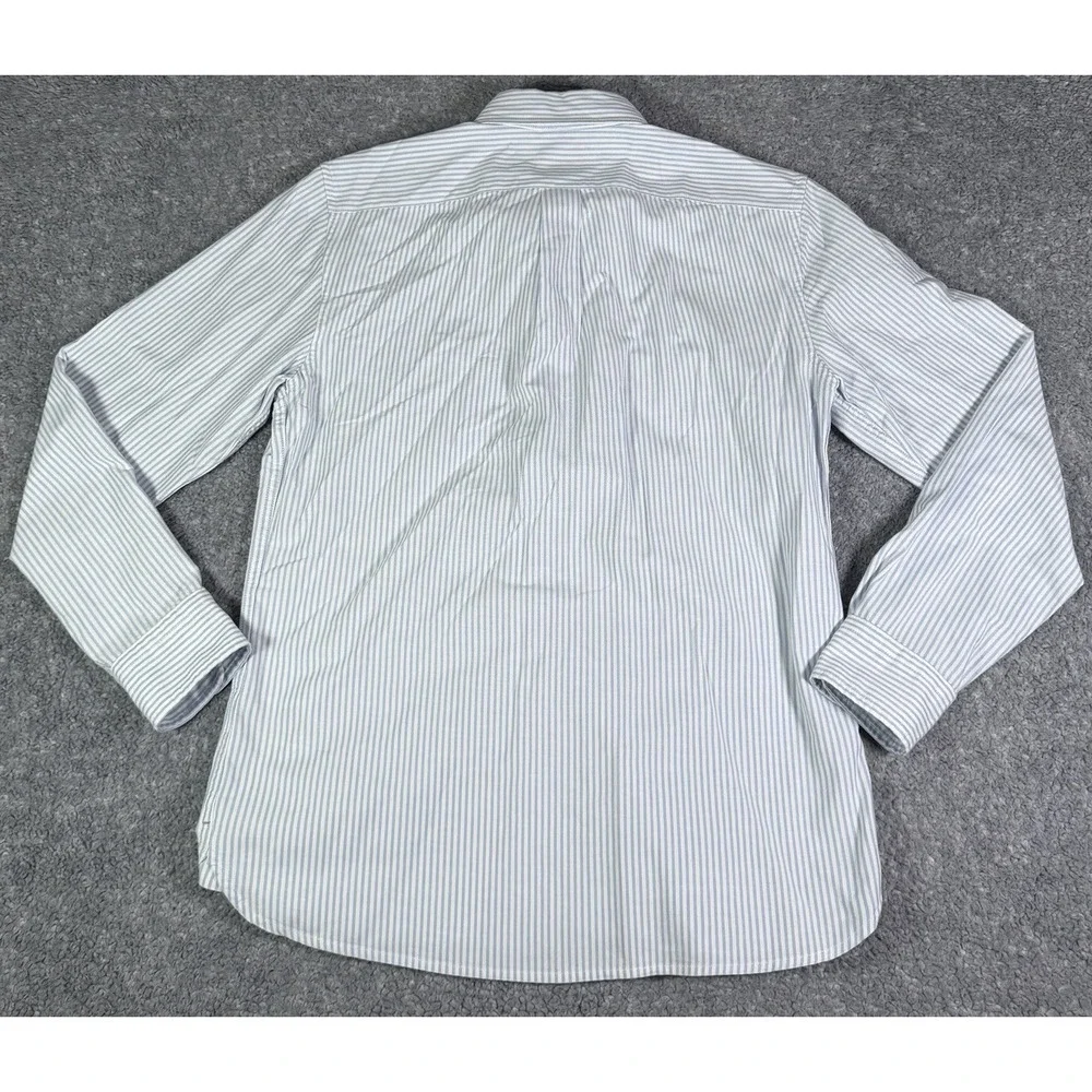 Banana Republic Untucked Oxford Shirt Men Small Blue White Stripe Organic Cotton